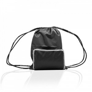 Elthon Black Nylon Drawstring Backpack