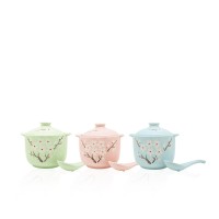 Mei Blossom Ceramic Soup Bowl Set (with spoon)