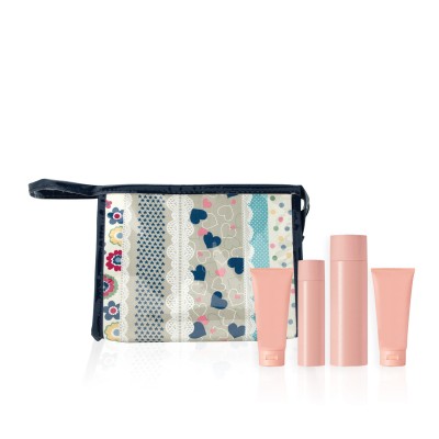Lace Prints Cotton + PVC Makeup Bag