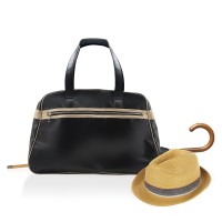 Black Patent Leatherette Weekend Bag