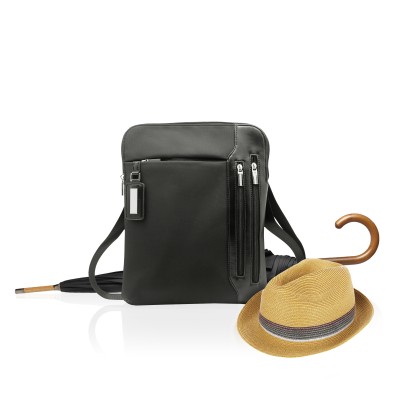 Black Textured Nylon Crossbody