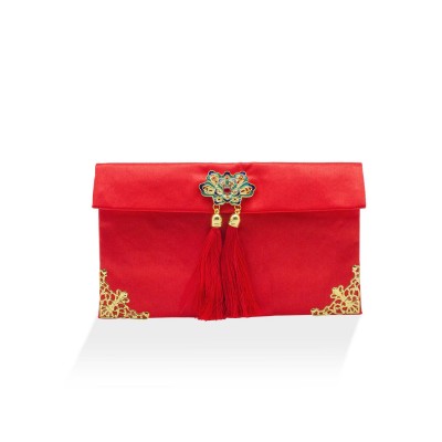 Chinese Traditional Embroidery Silk Satin Red Envelope Pouch